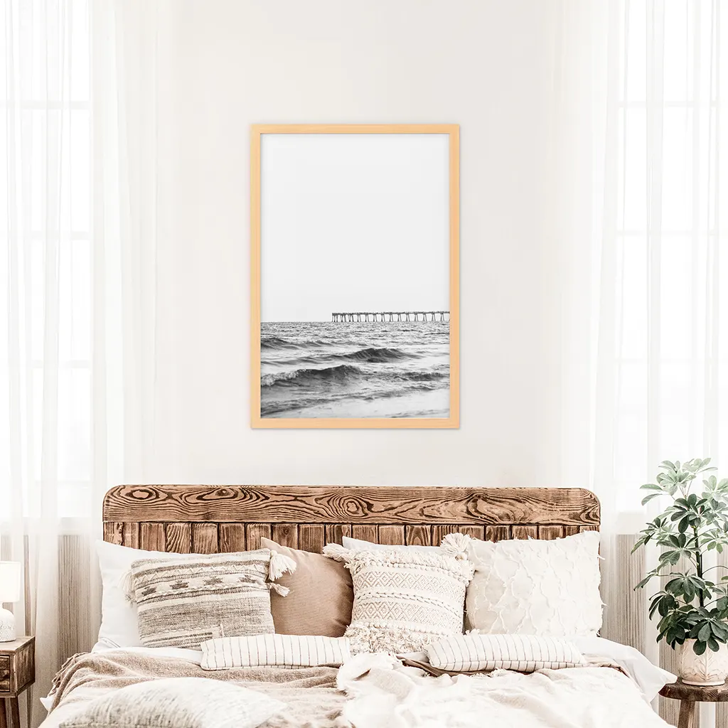 Black White Minimalistic Beach Pier Poster - Image 7