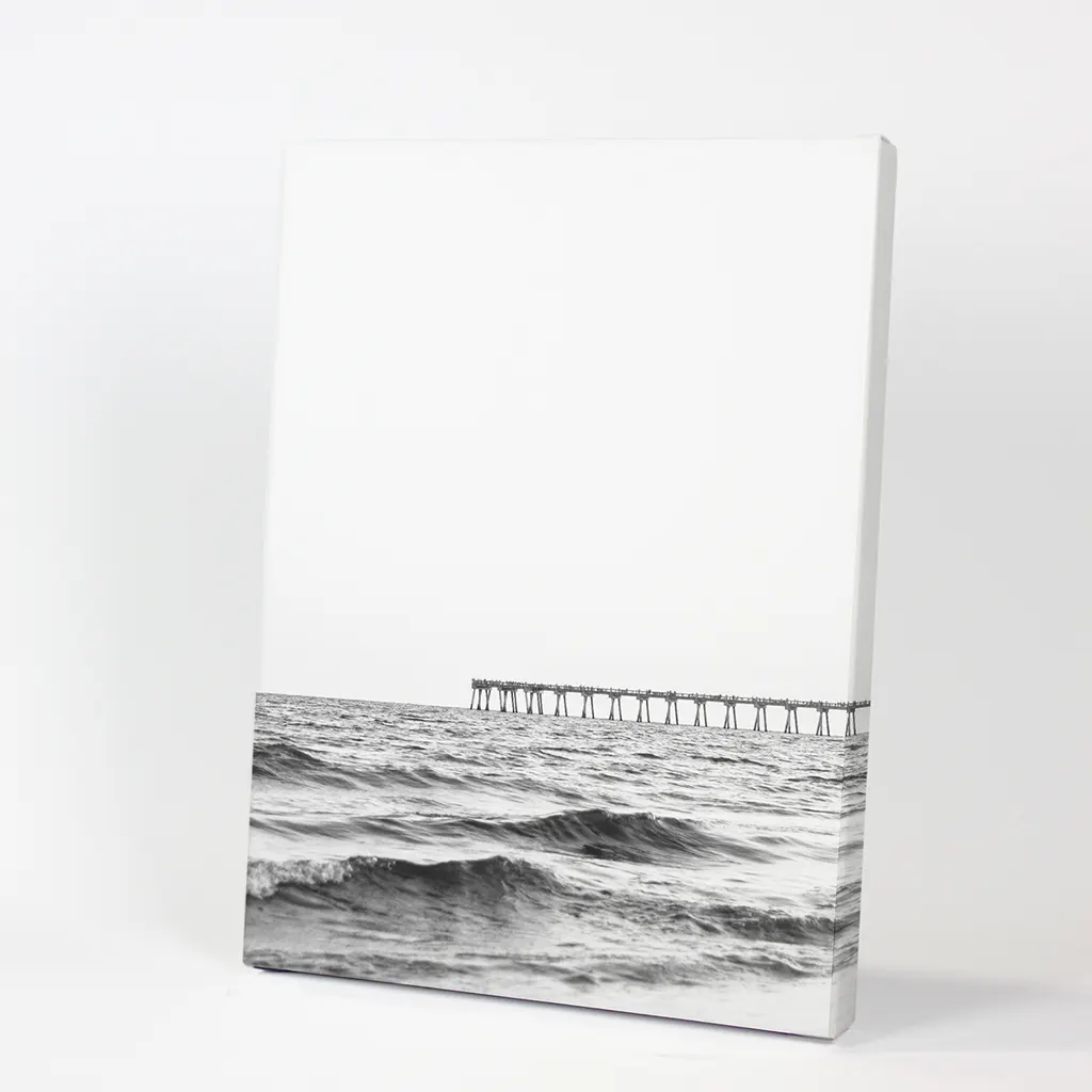 Black White Minimalistic Beach Pier Poster - Image 9