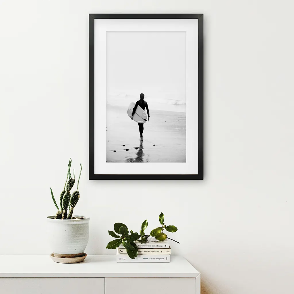 Black White Modern Surfer Photo. Coastal Style Print - Image 5