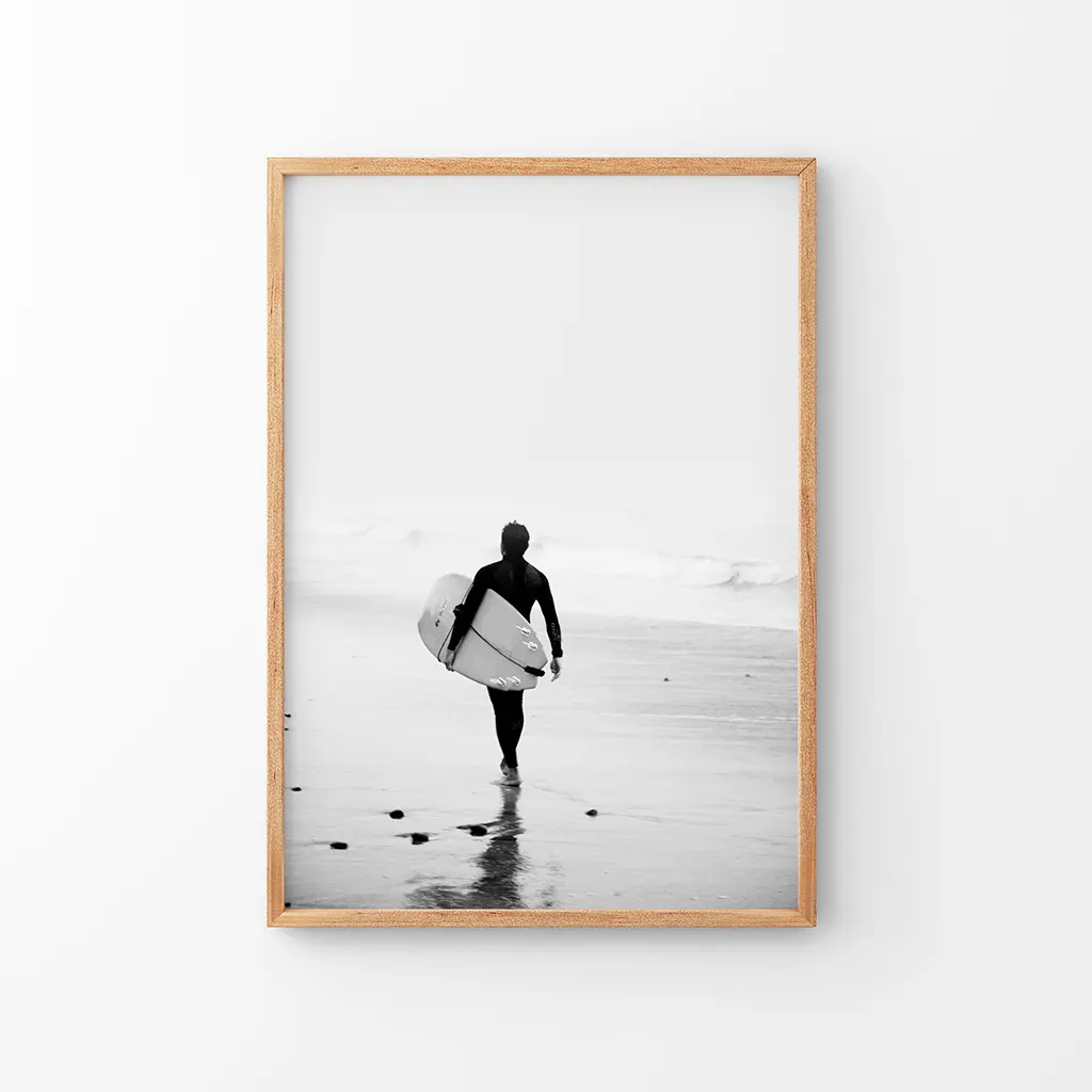 Black White Modern Surfer Photo. Coastal Style Print - Image 8