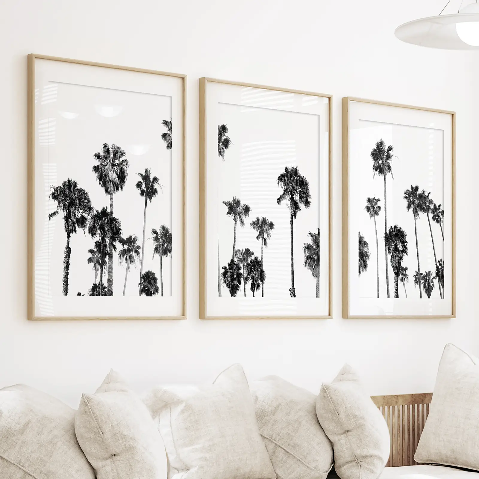 Black White Palm Trees Triptych - Image 3