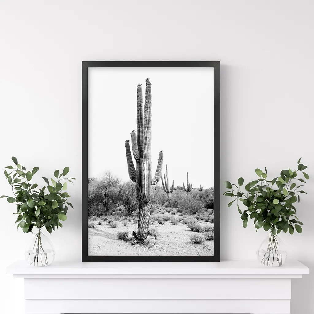 Black White Saguaro Cactus Poster. Arizona Desert Nature - Image 4