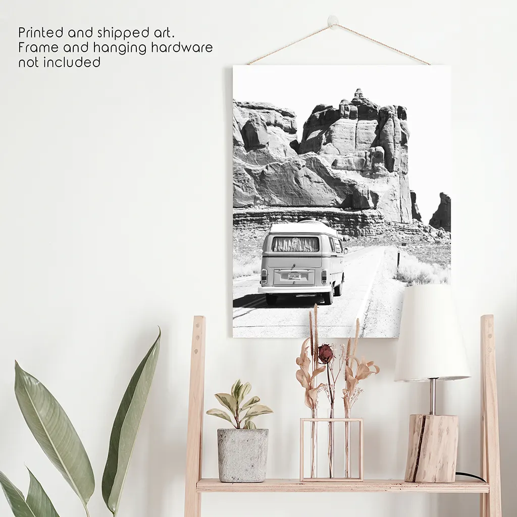 Black White Van Camper Poster. Utah National Park Wall Art - Image 10