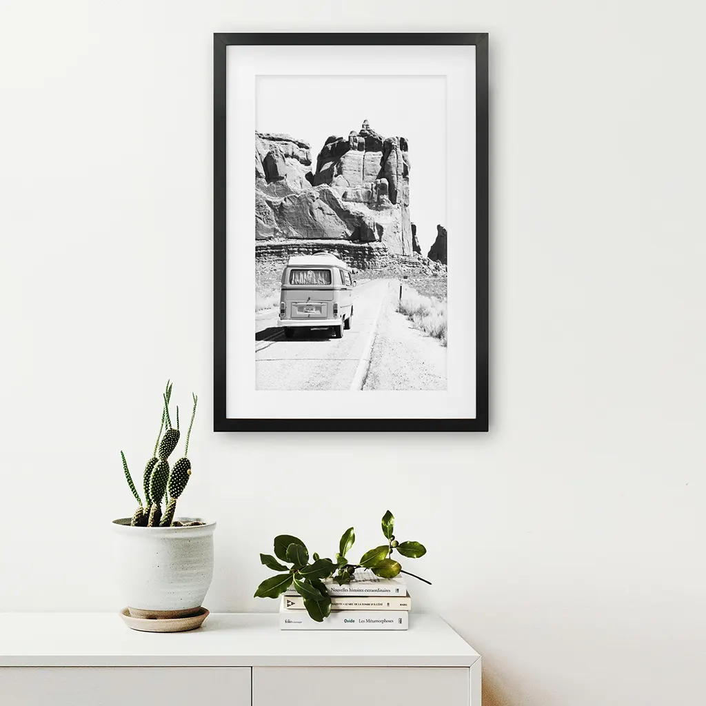 Black White Van Camper Poster. Utah National Park Wall Art - Image 2