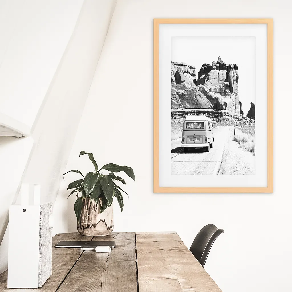 Black White Van Camper Poster. Utah National Park Wall Art - Image 7