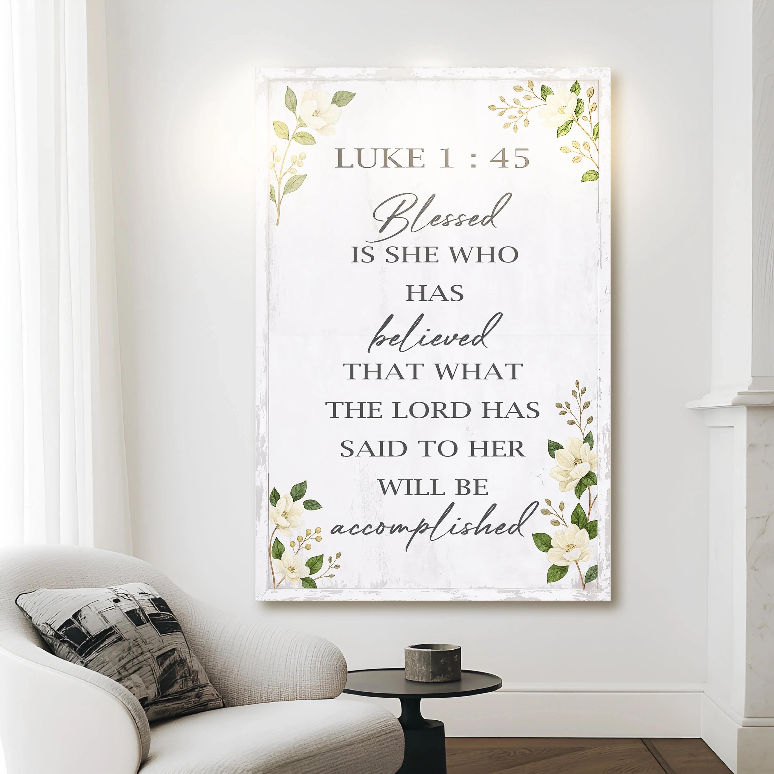 Blessed Is She Who Has Believed - Luke 1:45 Faith Wall Art II - Image 3