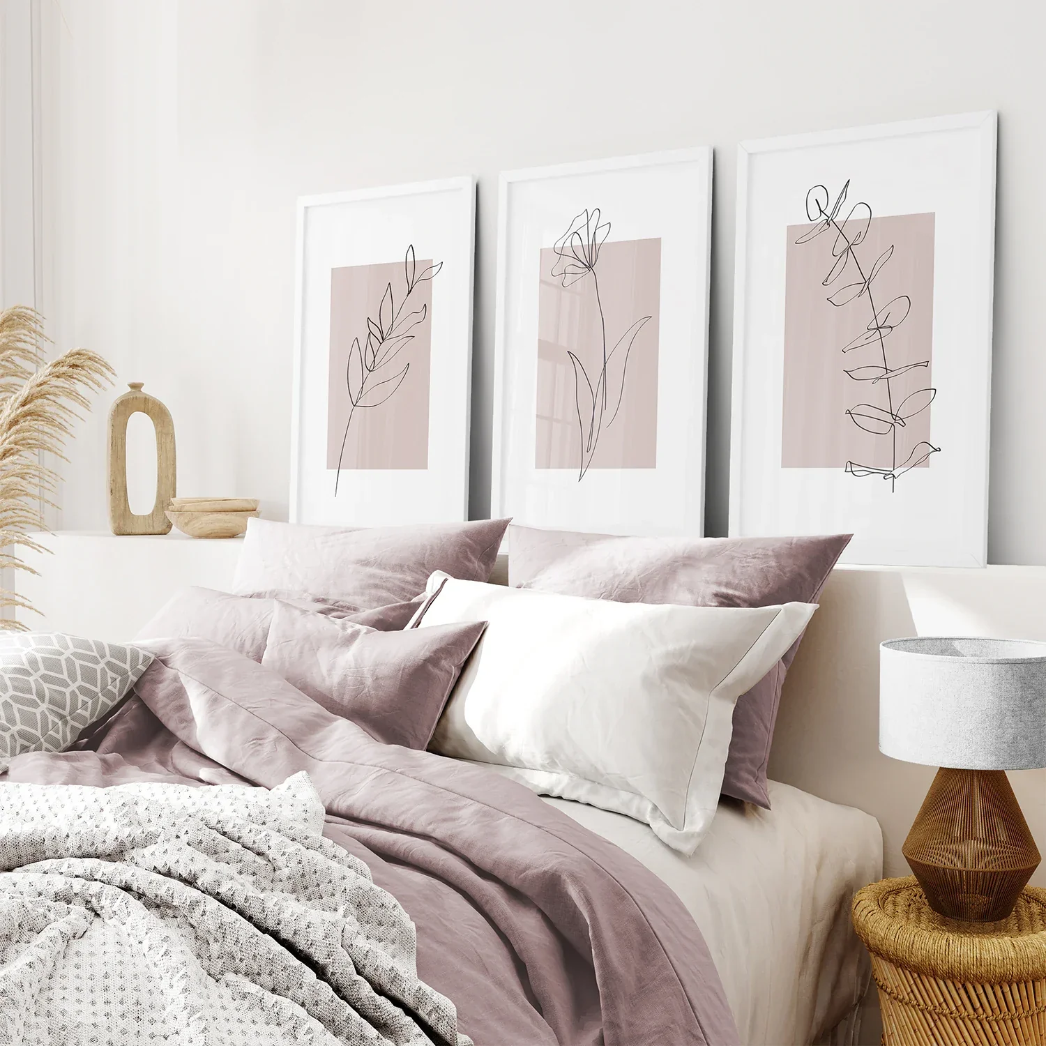 Blush Pink Botanical Line Art Print Set of 3 - Image 3