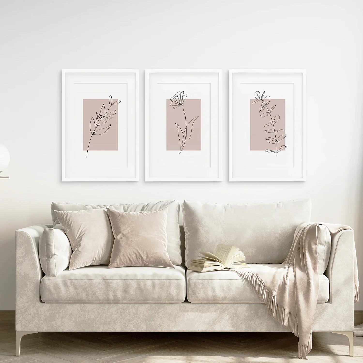 Blush Pink Botanical Line Art Print Set of 3 - Image 4