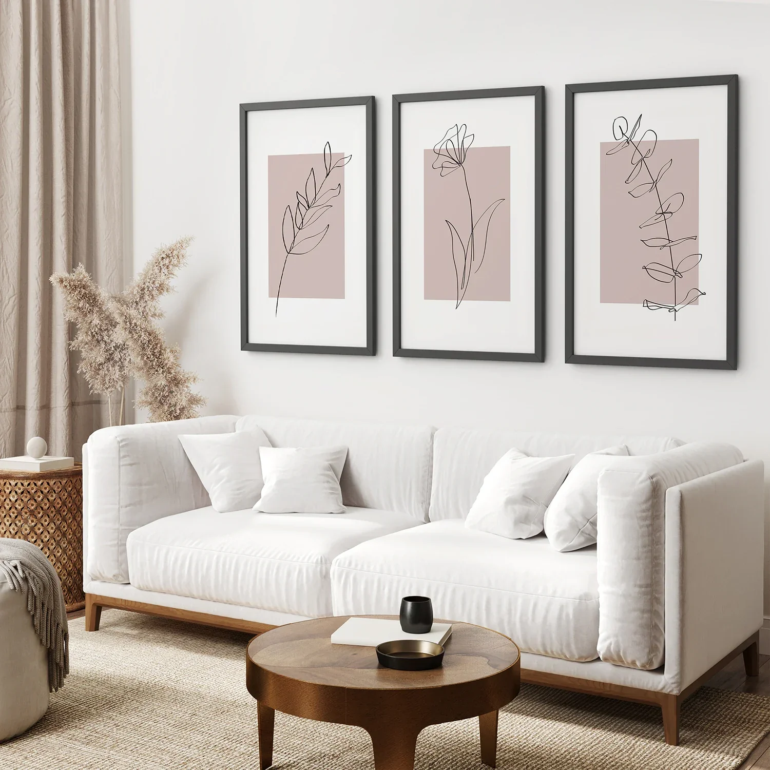 Blush Pink Botanical Line Art Print Set of 3 - Image 5