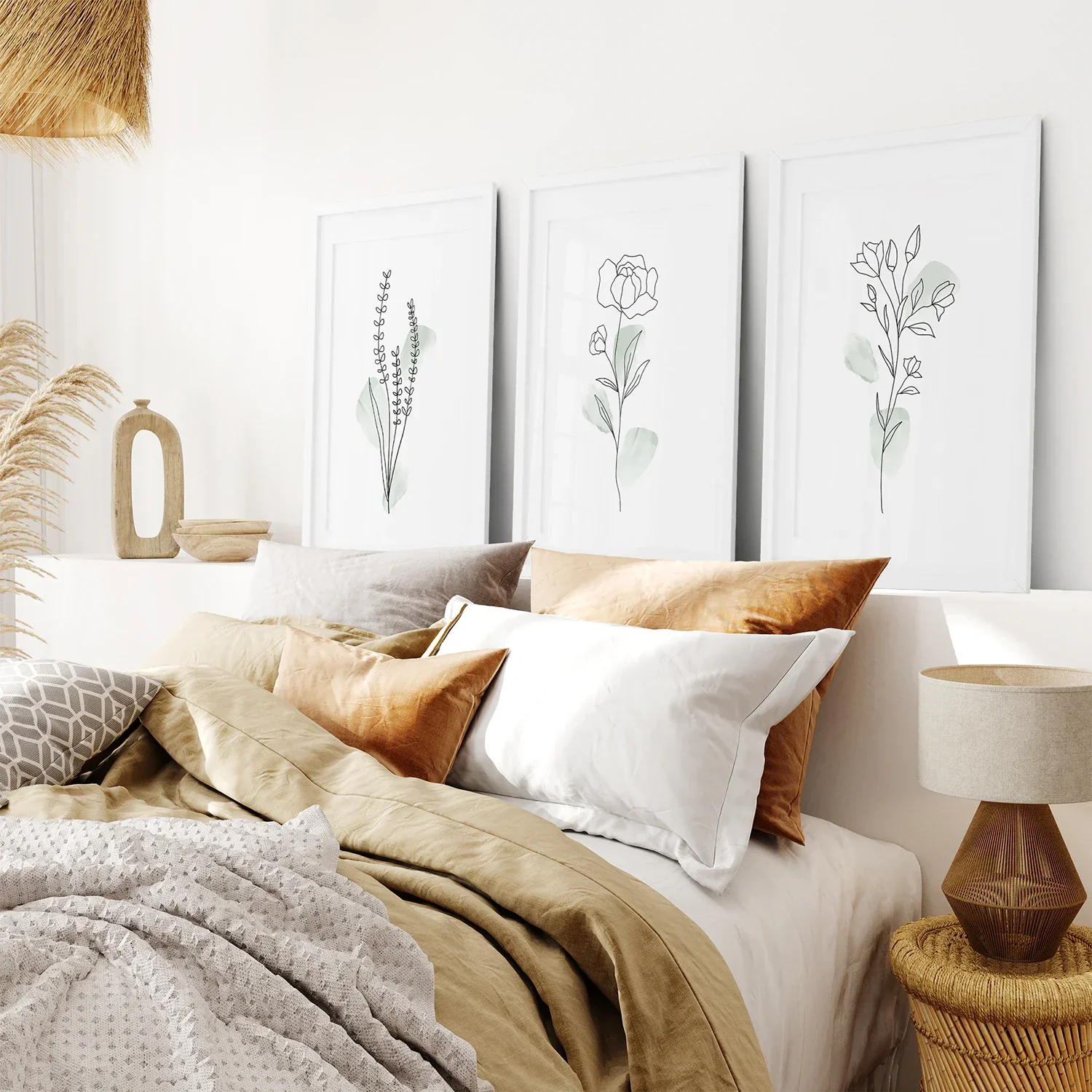 Boho Botanical Art Prints | Set of 3 Green Leaves - Image 5