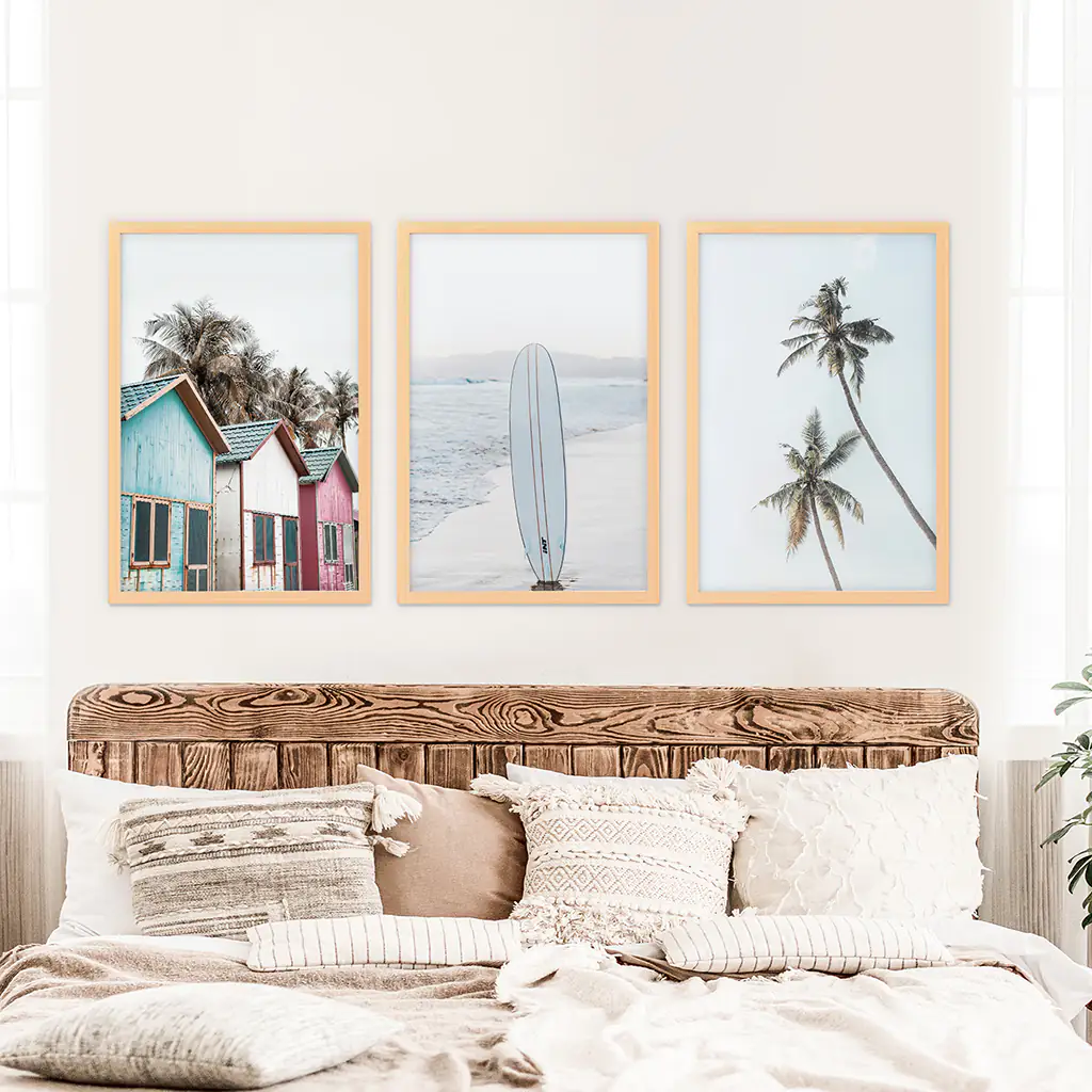 California Boho Wall Art. Surfboard, Palms, Beach, Cabins - Image 7