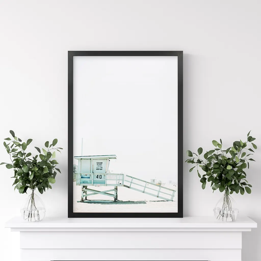 California Coastal Life Themed Print. Blue Lifeguard Hut - Image 2