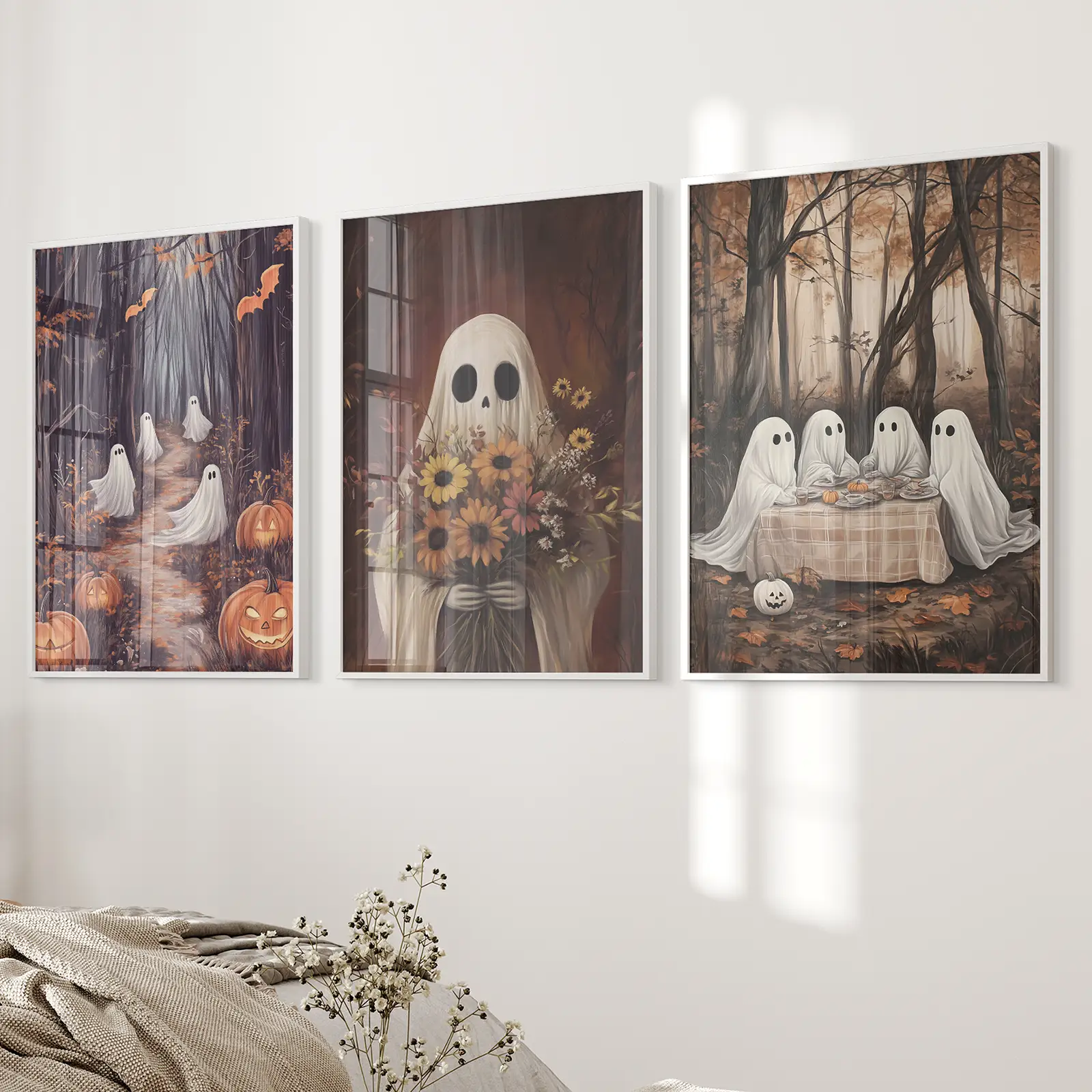 Charming and Spooky Art for Fall Season Poster - Image 3