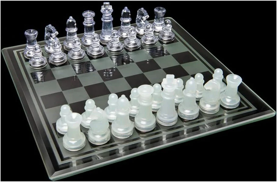 Chess & Checkers Set with Glass Board - Image 2