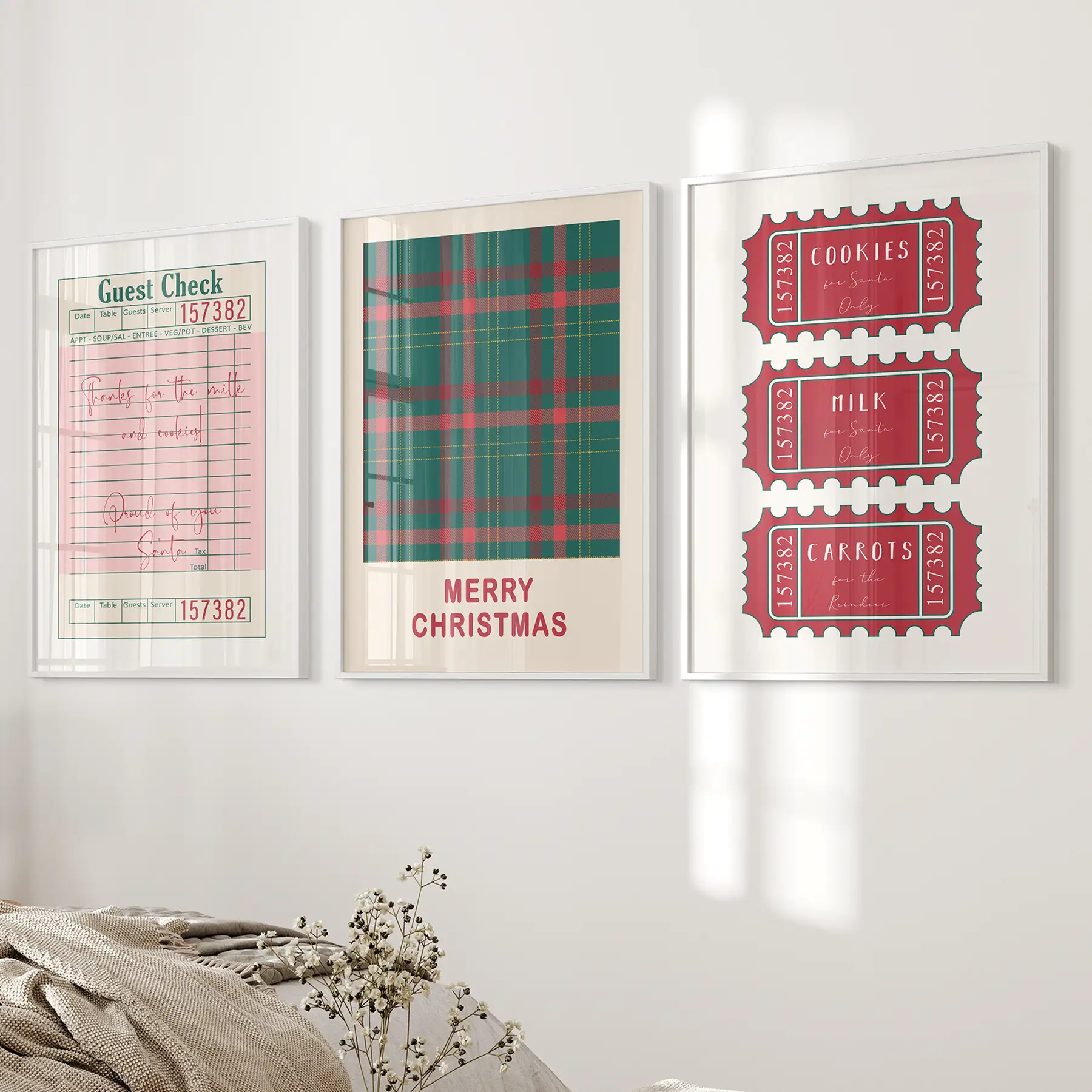 Christmas Wall Art Set. Guest Check, Santa Tickets - Image 4