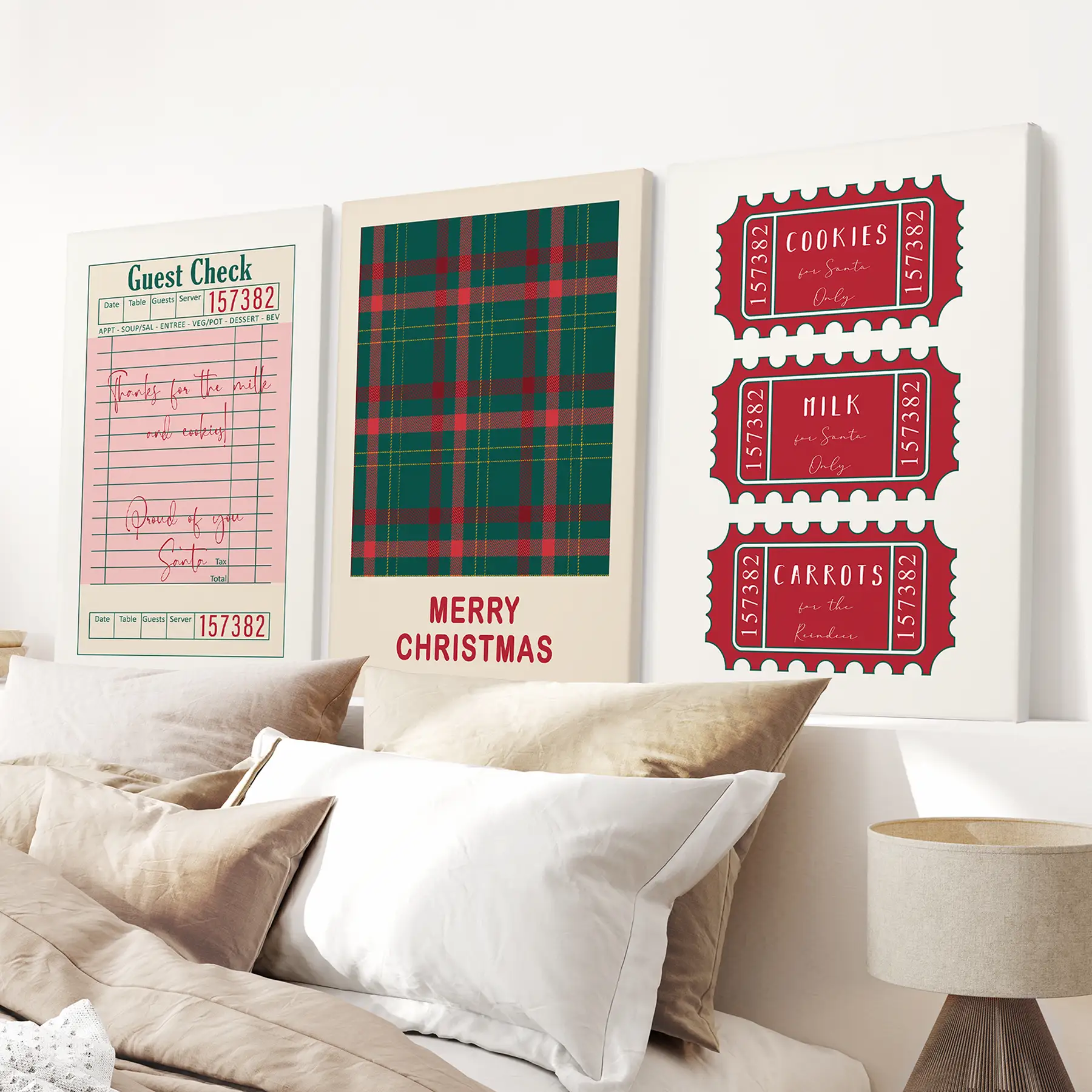 Christmas Wall Art Set. Guest Check, Santa Tickets - Image 6