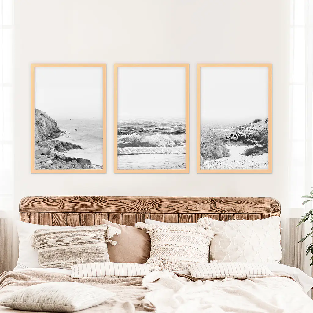 Coastal Black White Photography Set. Waves, Rocky Beach - Image 7