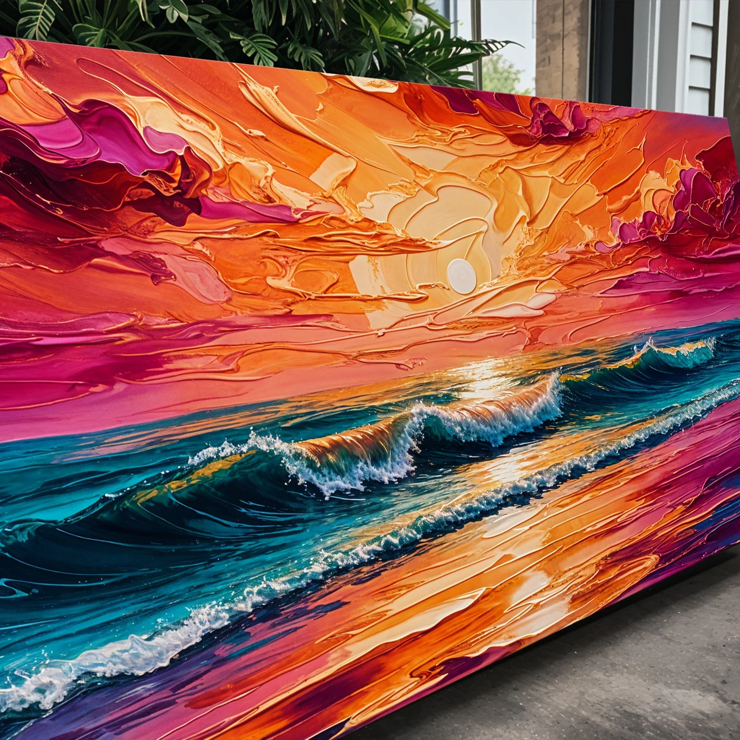 Coastal Sunset Impasto Wall Art - Image 5
