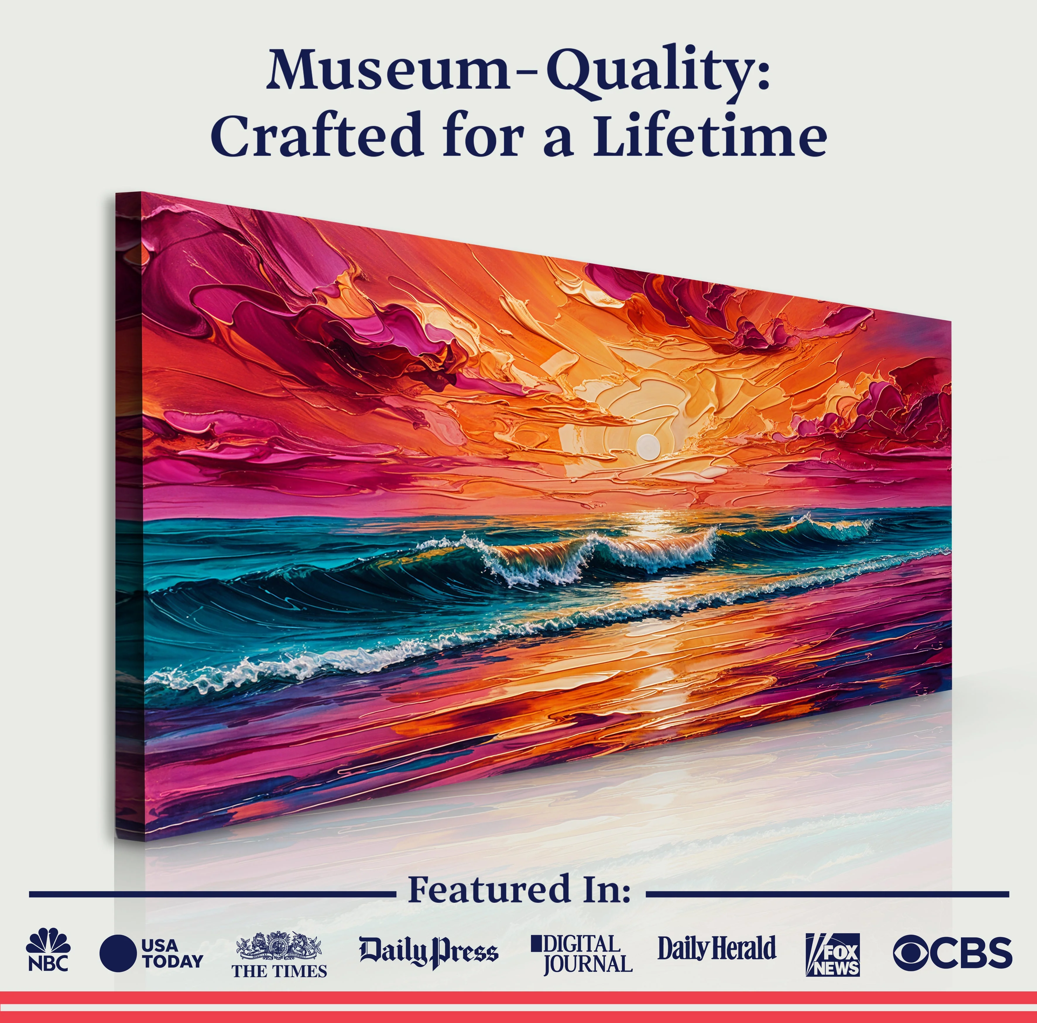 Coastal Sunset Impasto Wall Art - Image 6