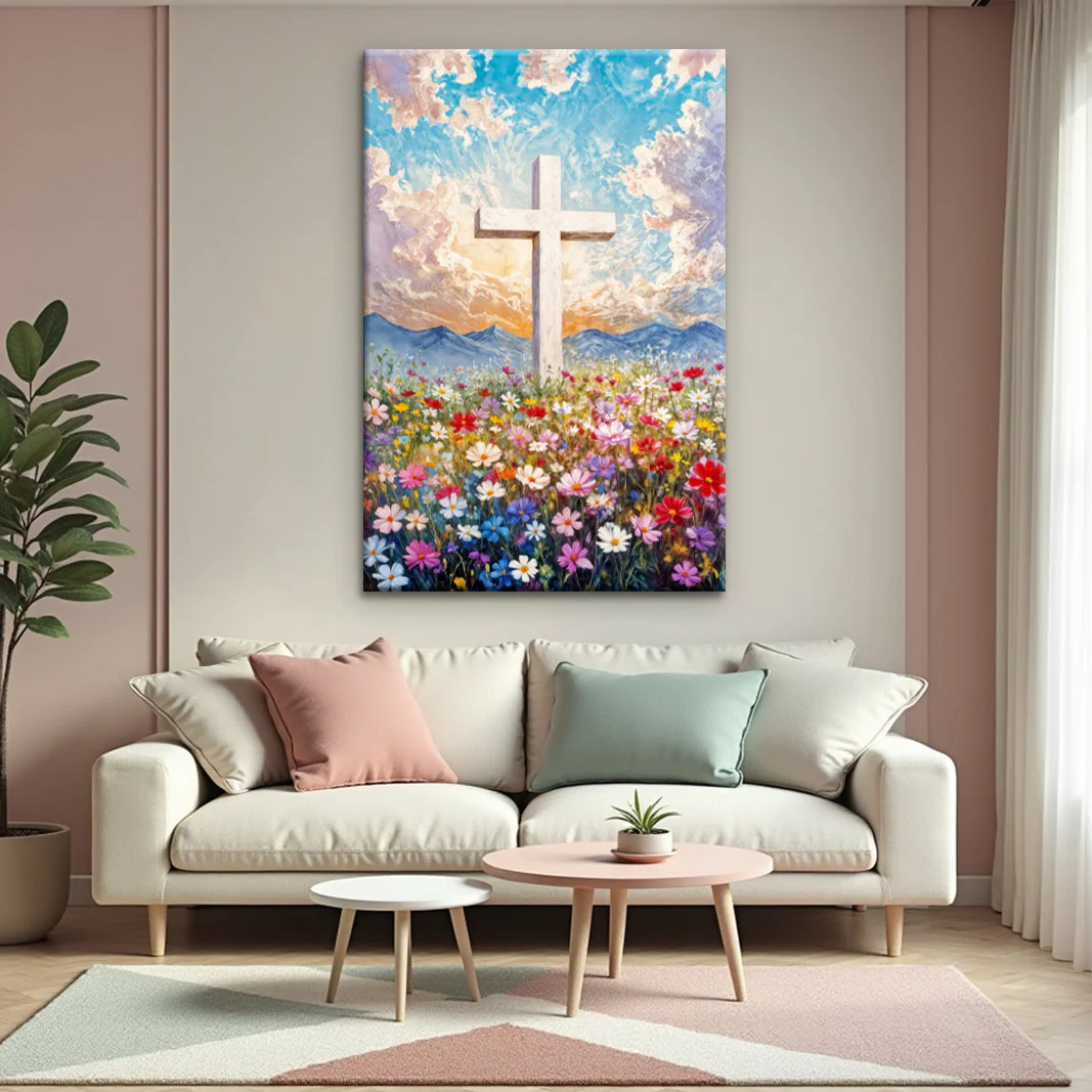 Cross Floral Field Faith Wall Art II - Image 5
