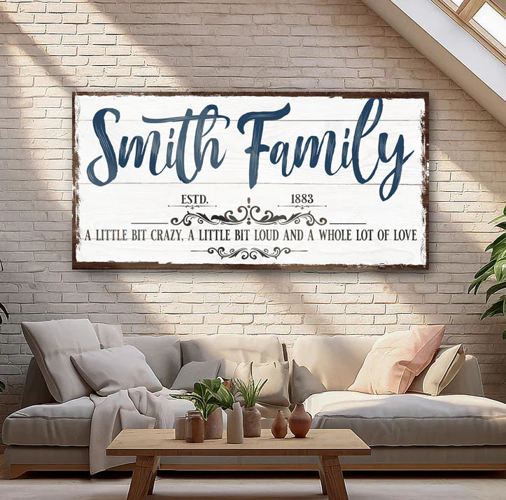Custom Name Sign Canvas | Personalized Last Name Sign | Family A Little Bit Of Crazy Home Decor | Wedding Anniversary Gift | This is Us Sign (ETSY) - Image 2