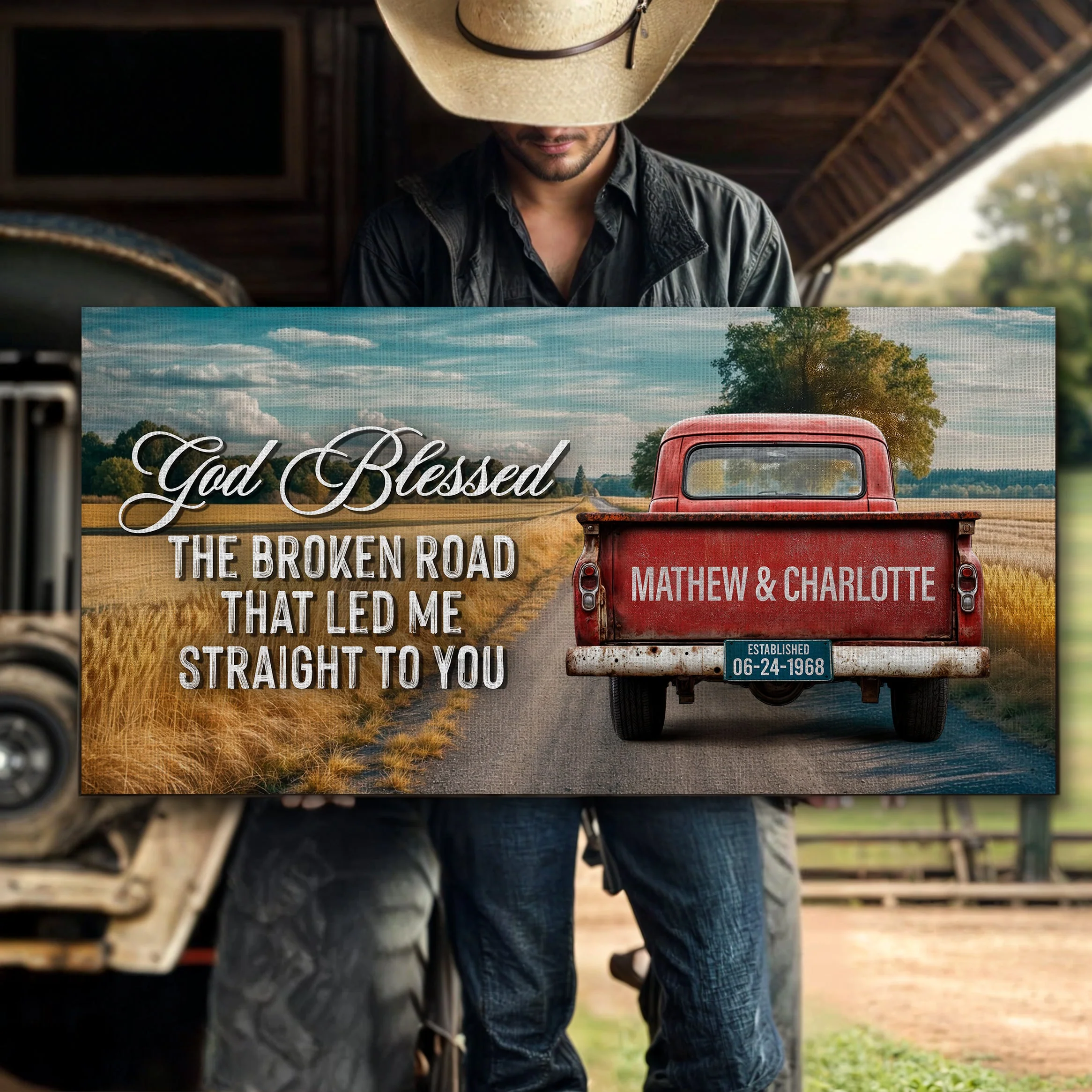 Custom Vintage Truck Couple Sign IV - Image 2