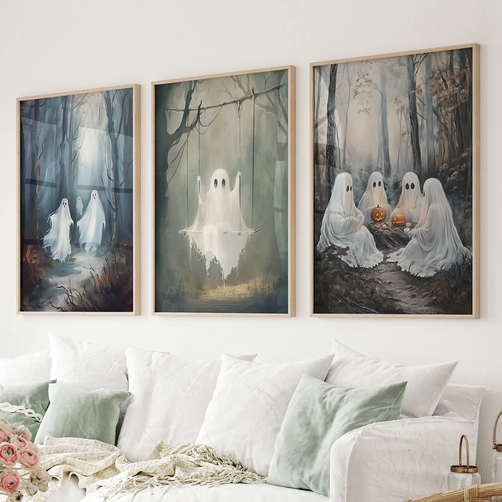 Dark Halloween Spooky Ghost Wall Art Prints Decor - Image 5