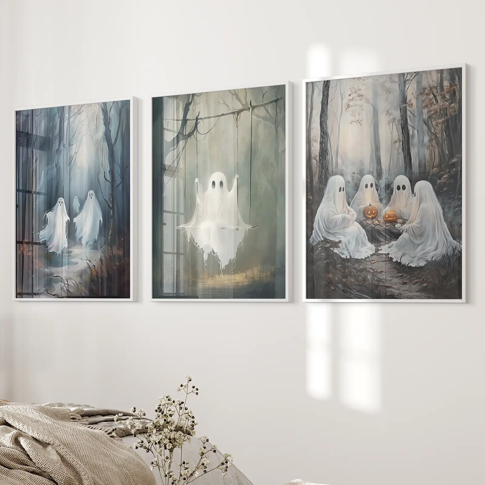 Dark Halloween Spooky Ghost Wall Art Prints Decor - Image 7