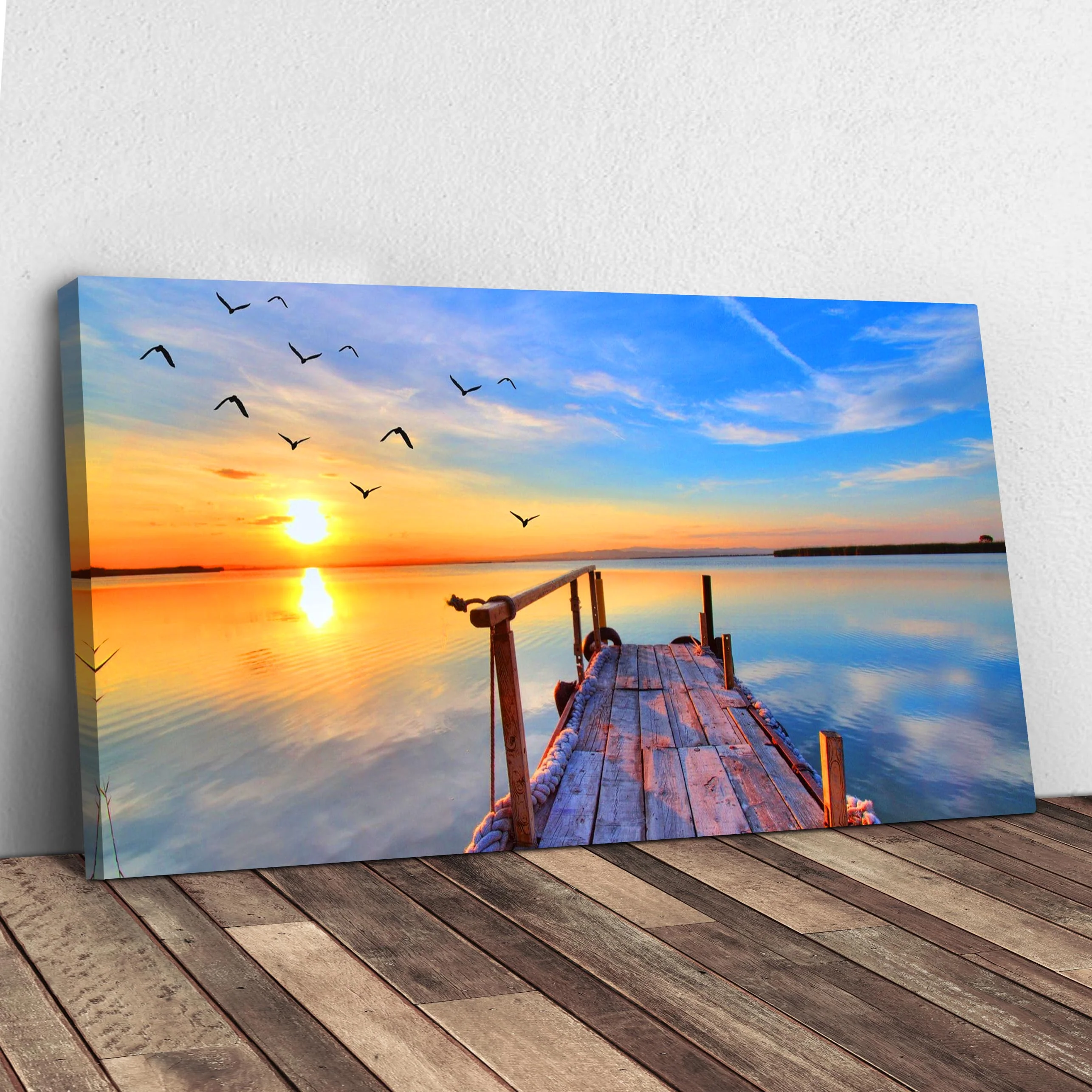 Dock Sunset View Canvas Wall Art - Image 2