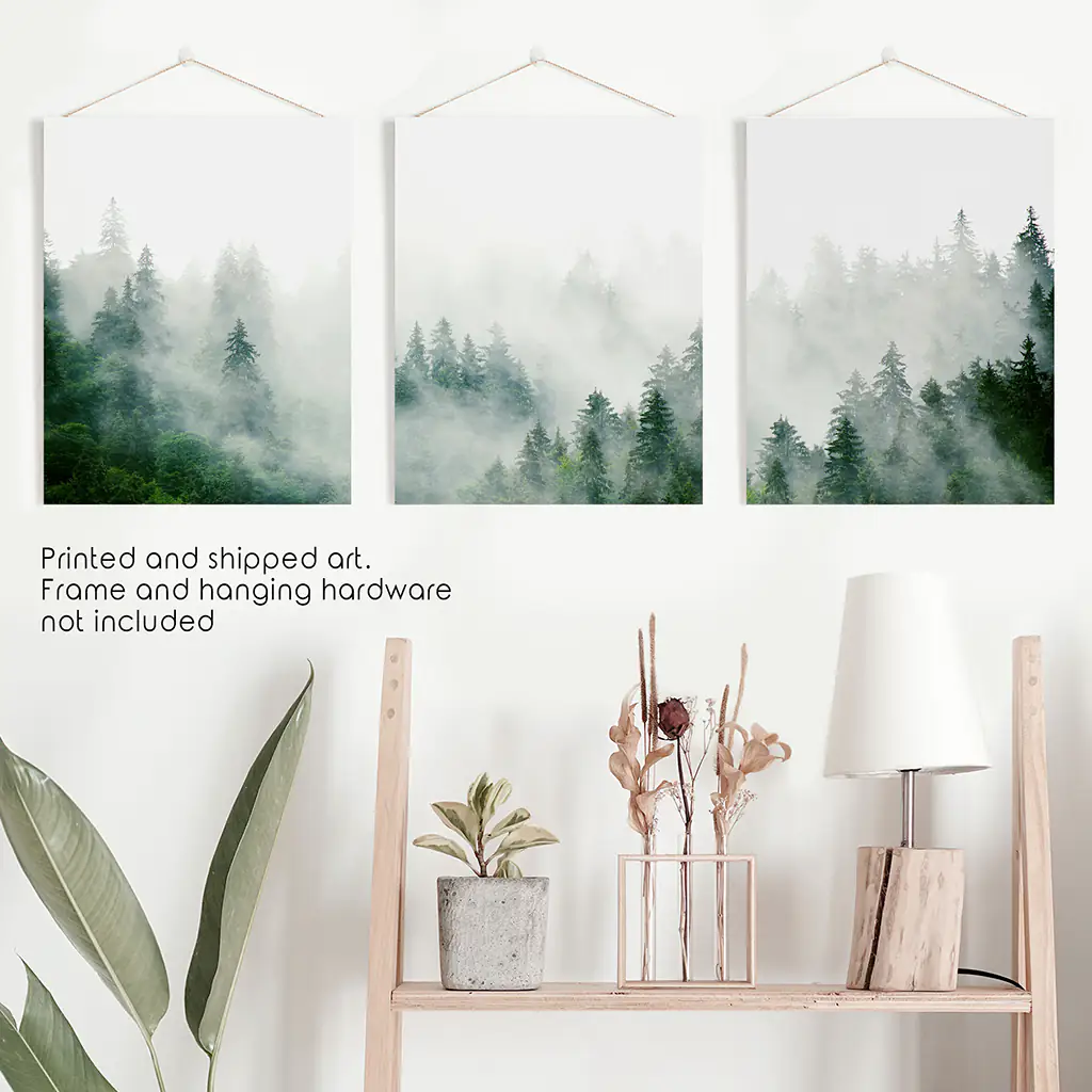 Evergreen Misty Forest Triptych. Set of 3 Prints - Image 10