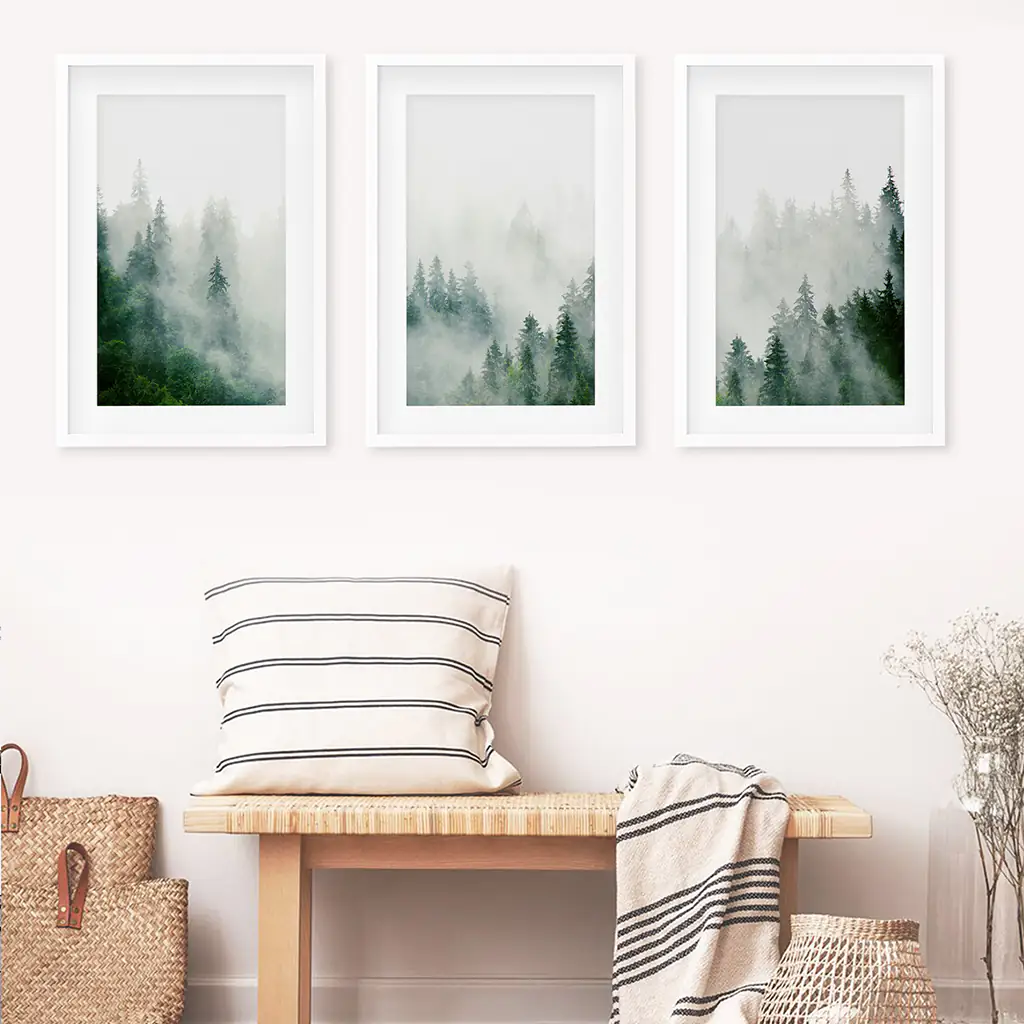 Evergreen Misty Forest Triptych. Set of 3 Prints - Image 5