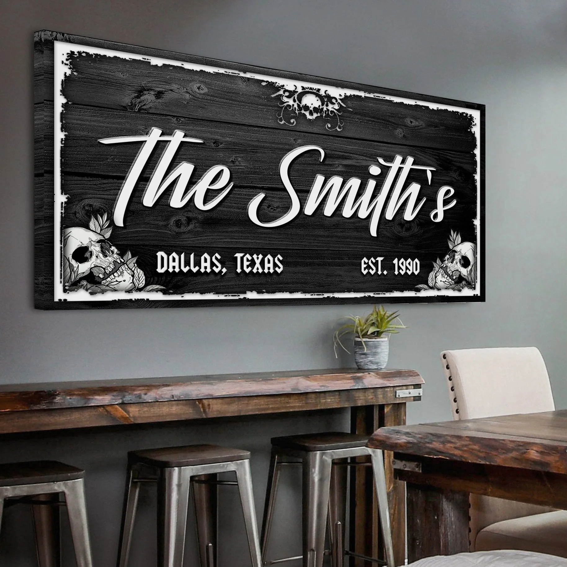 Family Gothic Skull Sign -  Customized Modern Gothic Decor For Living Room - Image 5
