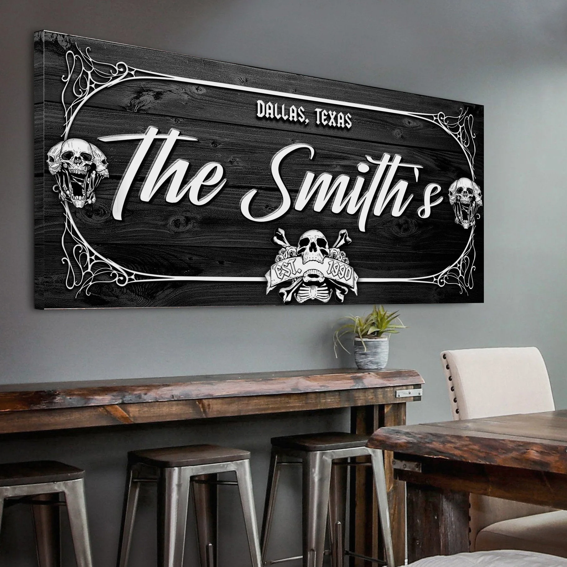 Family Gothic Skull Sign -  Customized Modern Gothic Decor For Living Room - Image 6
