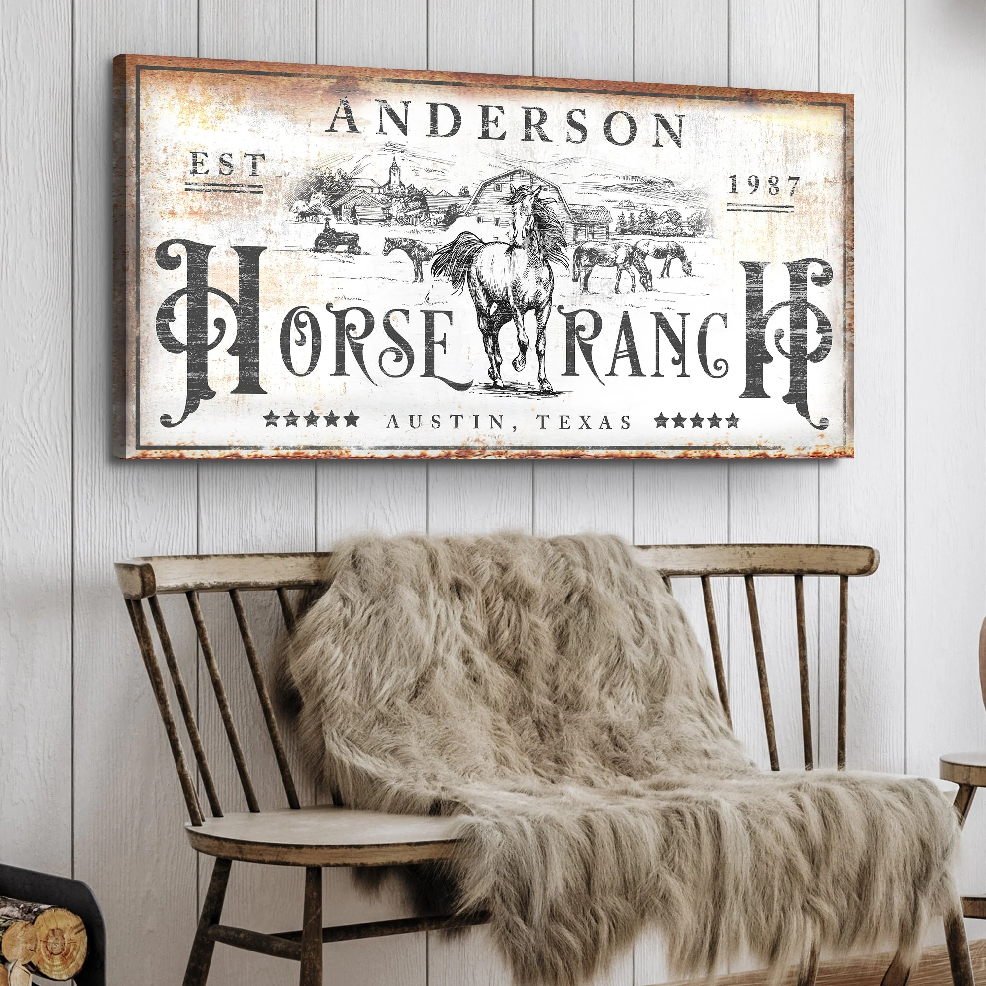 Family Horse Ranch Rustic Sign - Image 2