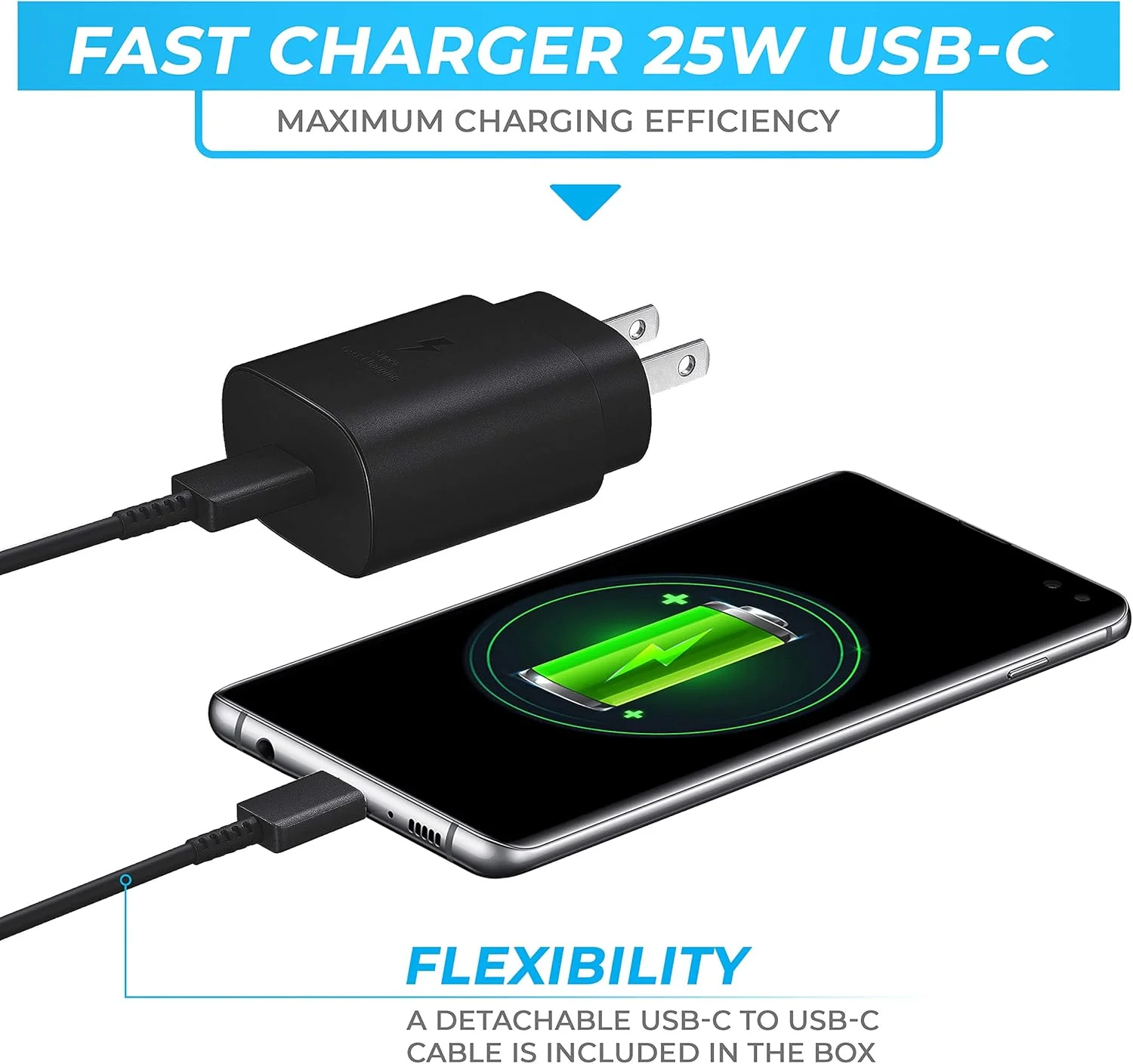 Fast Adaptive Wall Charger, Adapter, 25W for iPhone 15, Android, Tablet etc. Type C to Type C - Image 4