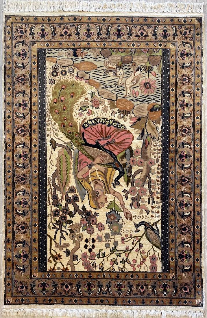 Fine Handmade Pictorial Rug 71'’ x 48'’ - Image 3