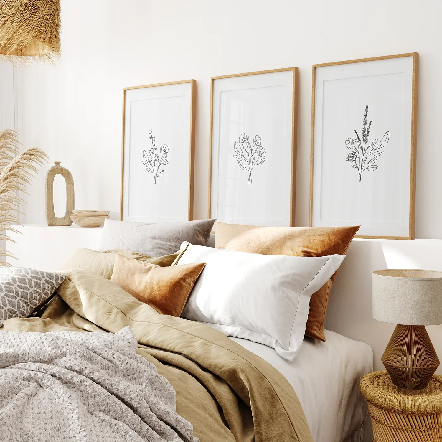 Flower Line Art Set of 3 Prints - Botanical Wall Décor - Image 3
