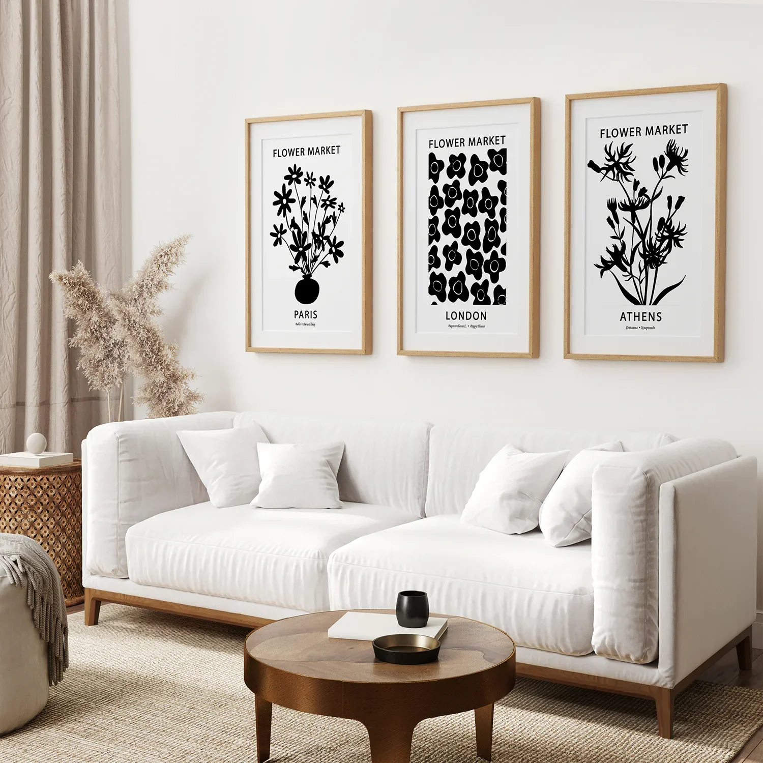 Flower Market Black and White Art Set Decor - Image 2