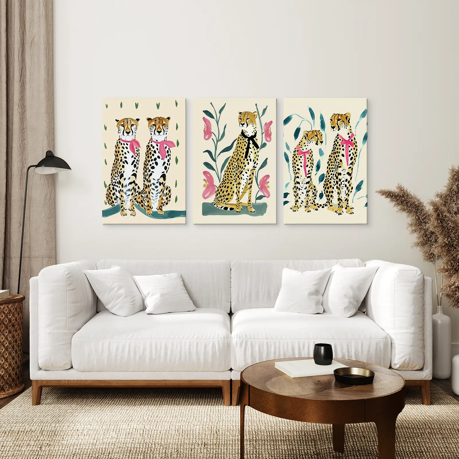 Funny Leopard Set. Modern Wall Art Prints. Beige & Pink - Image 2