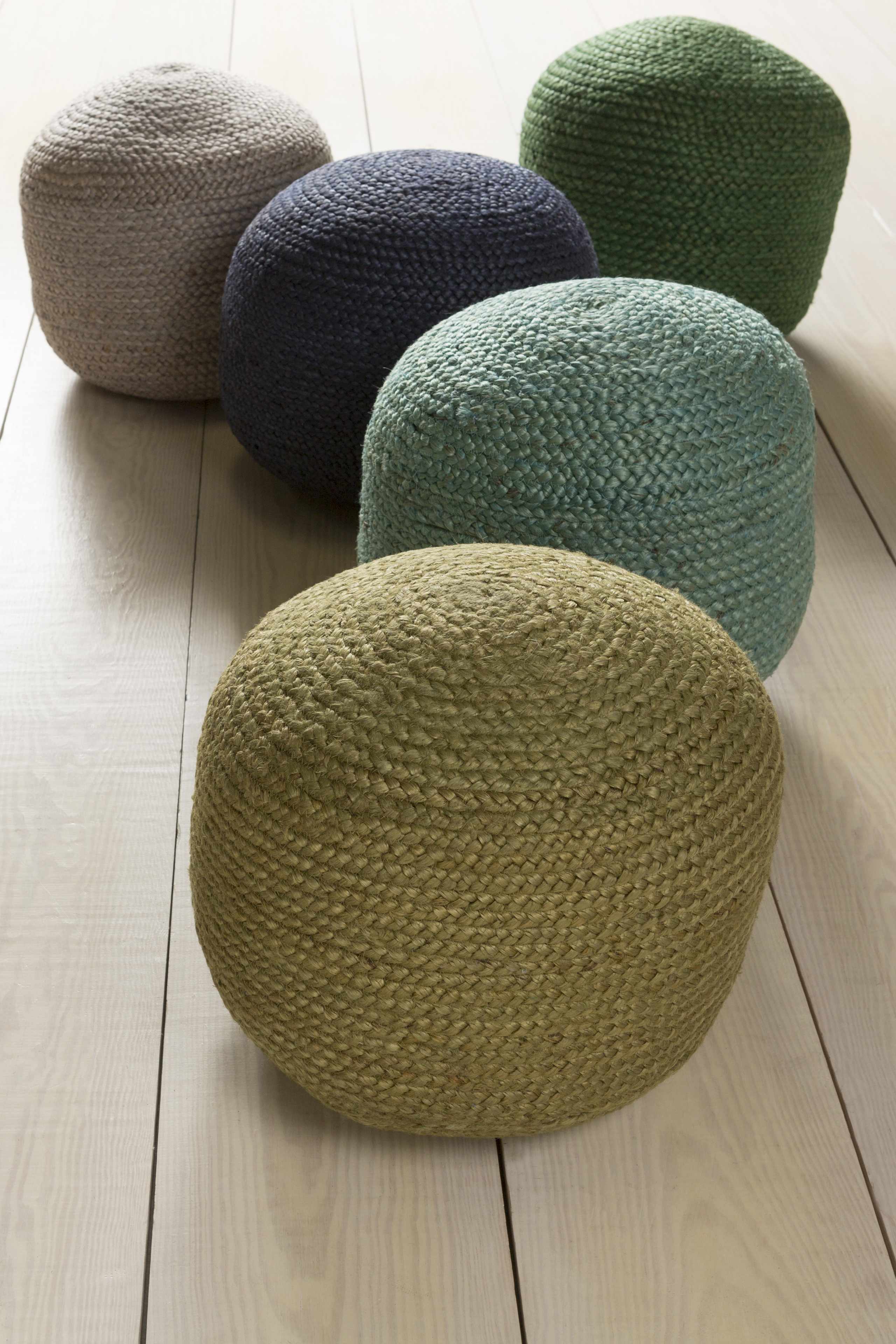 Gail Navy Jute Knitted Pouf - Image 3