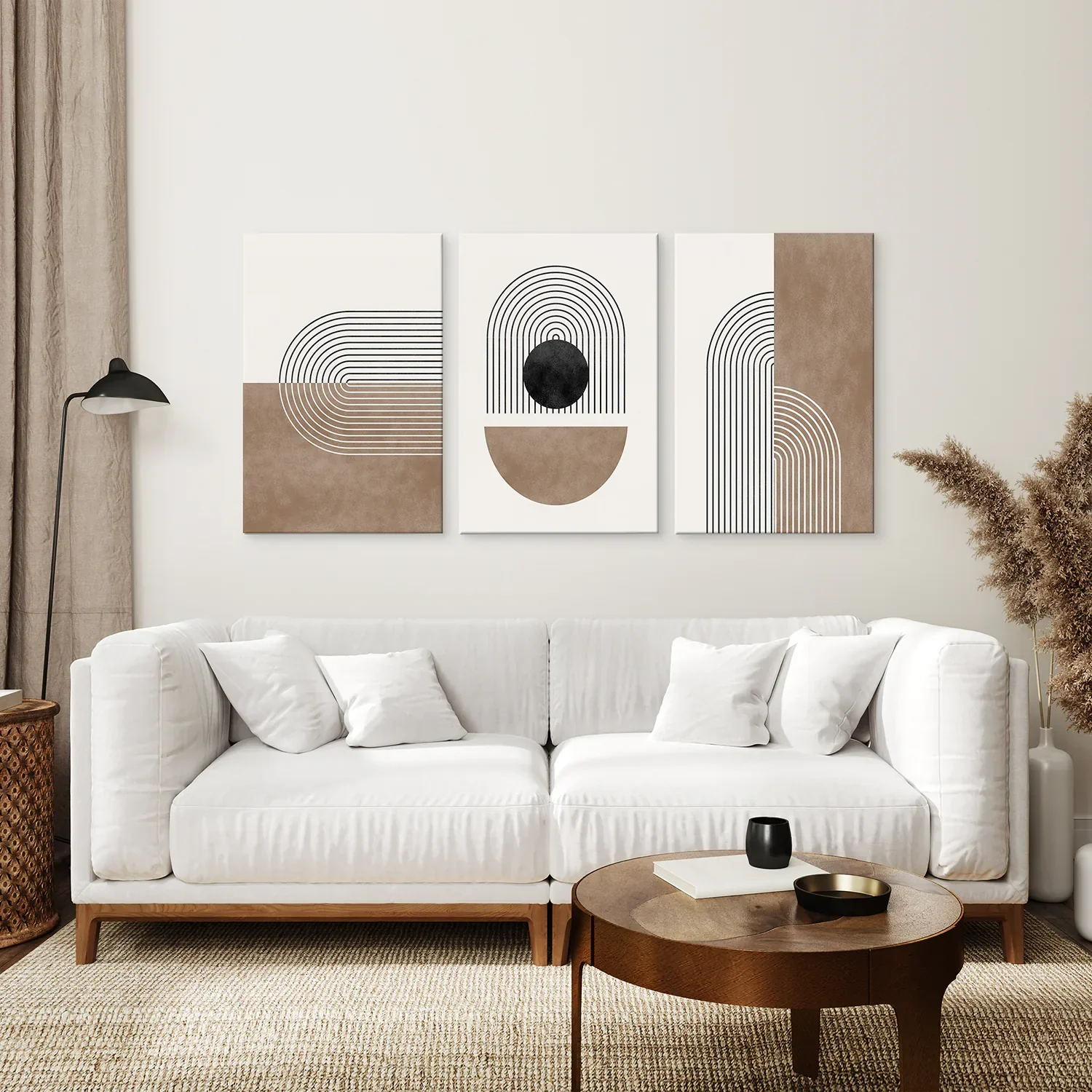 Geometric Abstract Arches Set of 3 Pieces. Black and Beige - Image 7