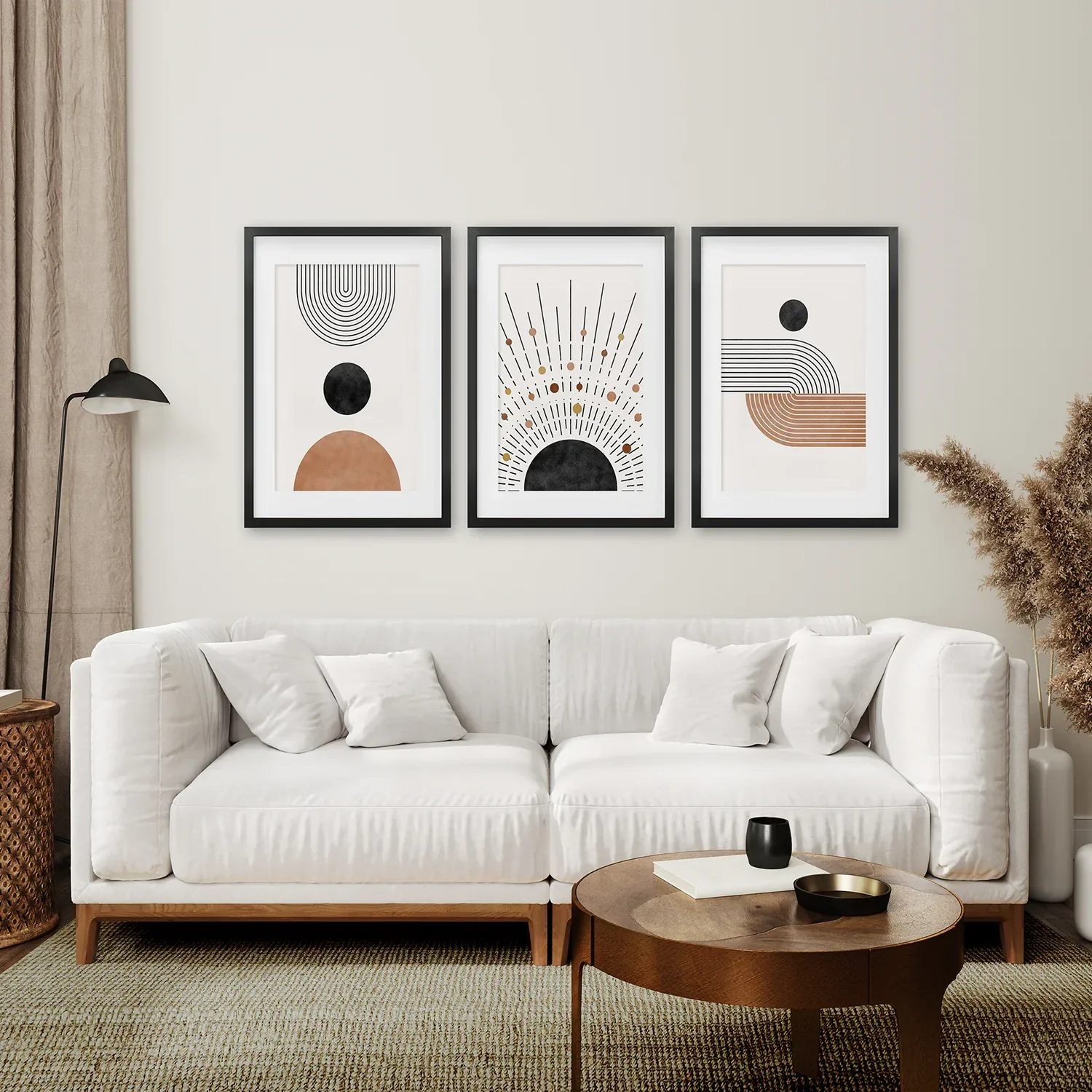 Geometric Boho Wall Art Set of 3 Pieces. Mid Century Style - Image 2