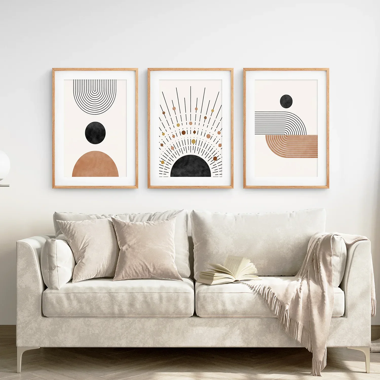 Geometric Boho Wall Art Set of 3 Pieces. Mid Century Style - Image 4