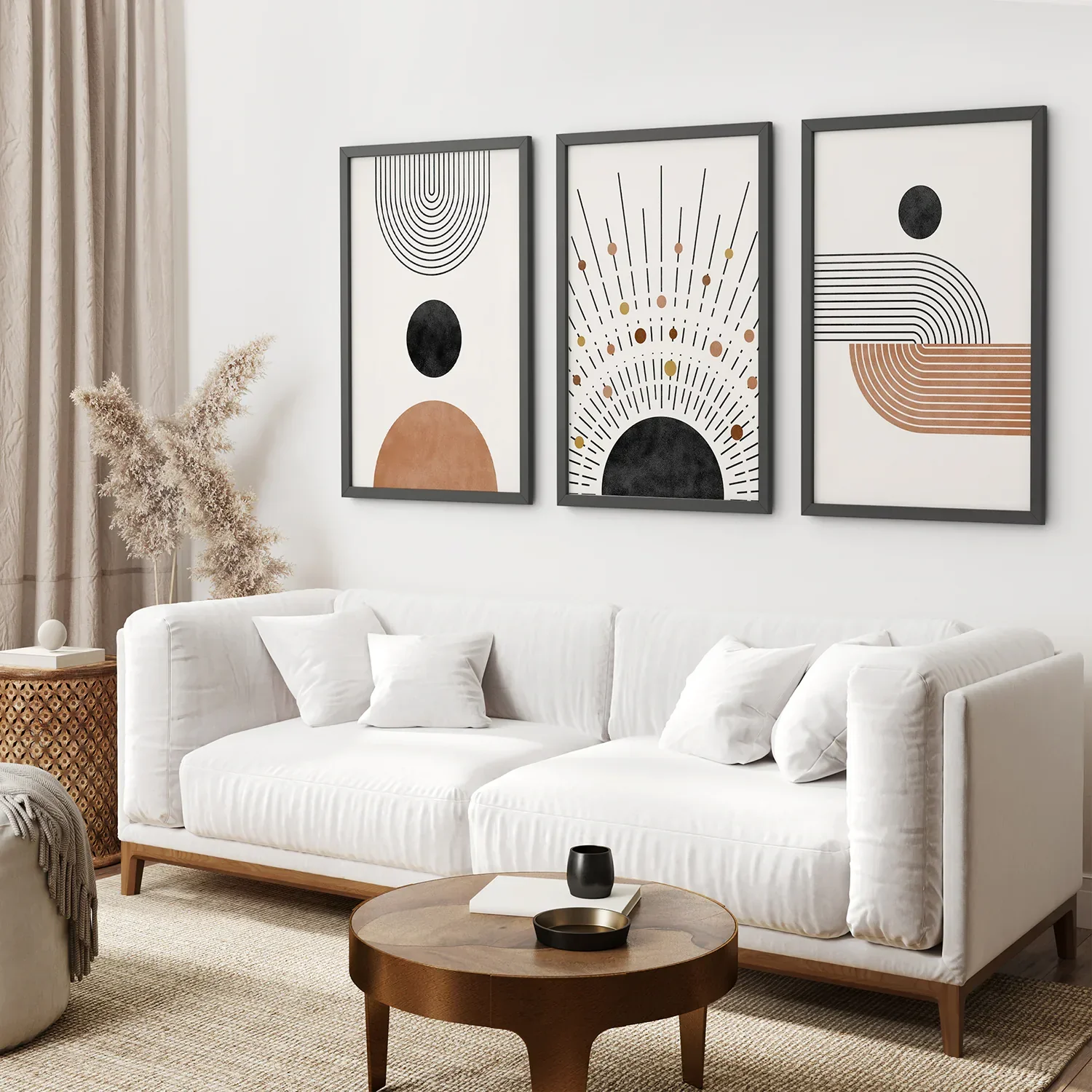 Geometric Boho Wall Art Set of 3 Pieces. Mid Century Style - Image 5