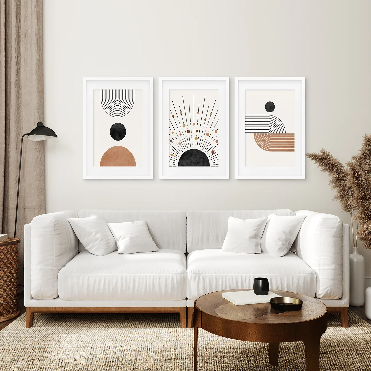 Geometric Boho Wall Art Set of 3 Pieces. Mid Century Style - Image 6