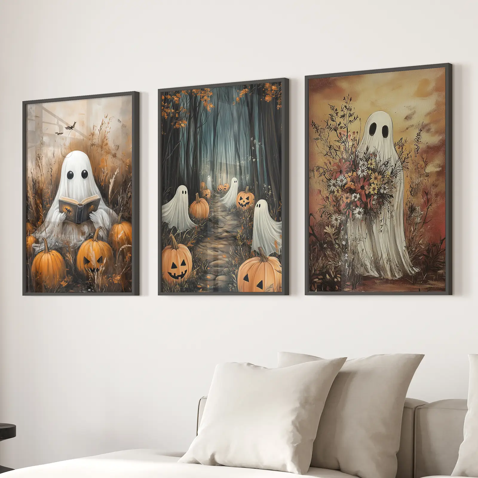 Ghosts Halloween Trendy Wall Art Poster Set Decor - Image 2