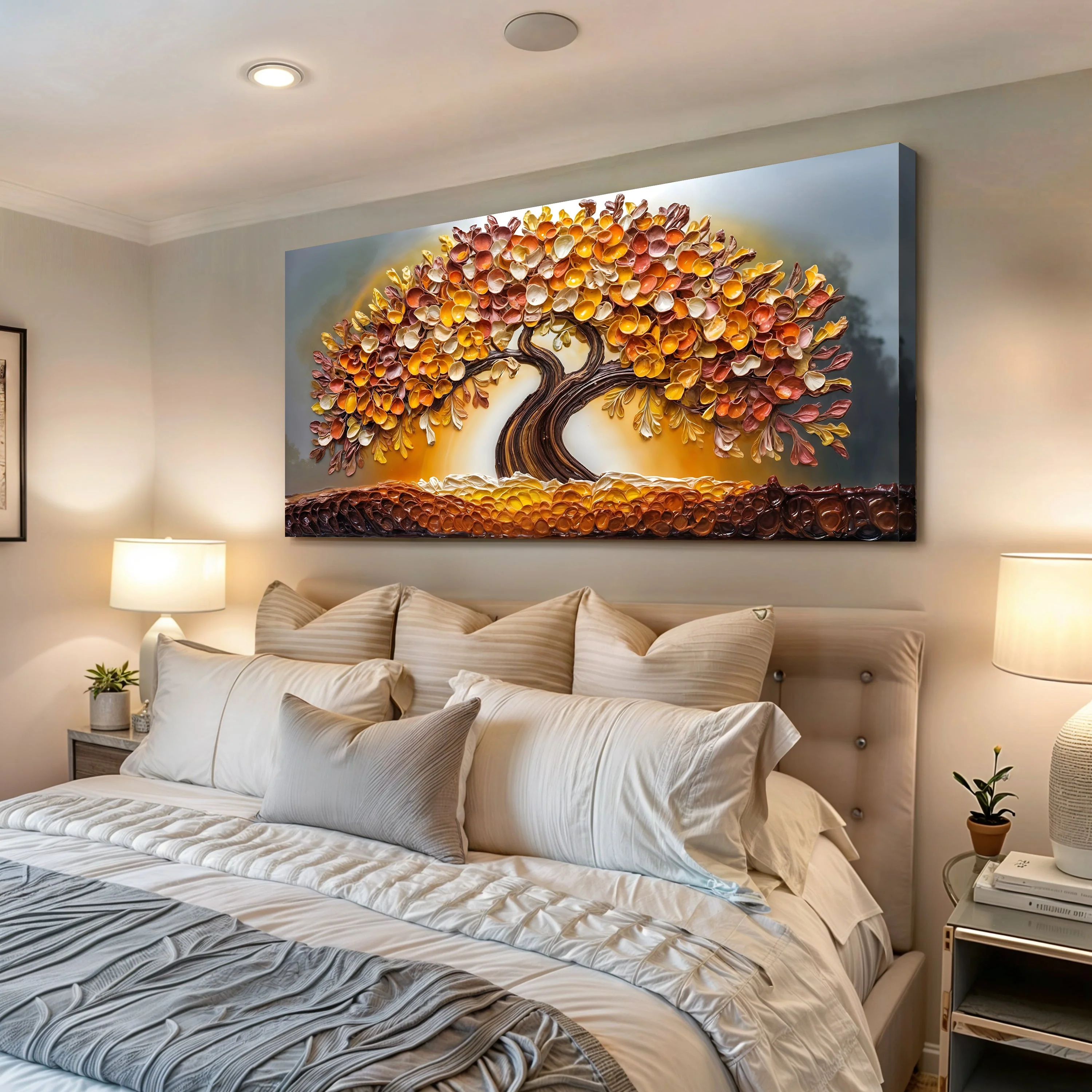 Golden Autumn Impasto Wall Art - Image 2