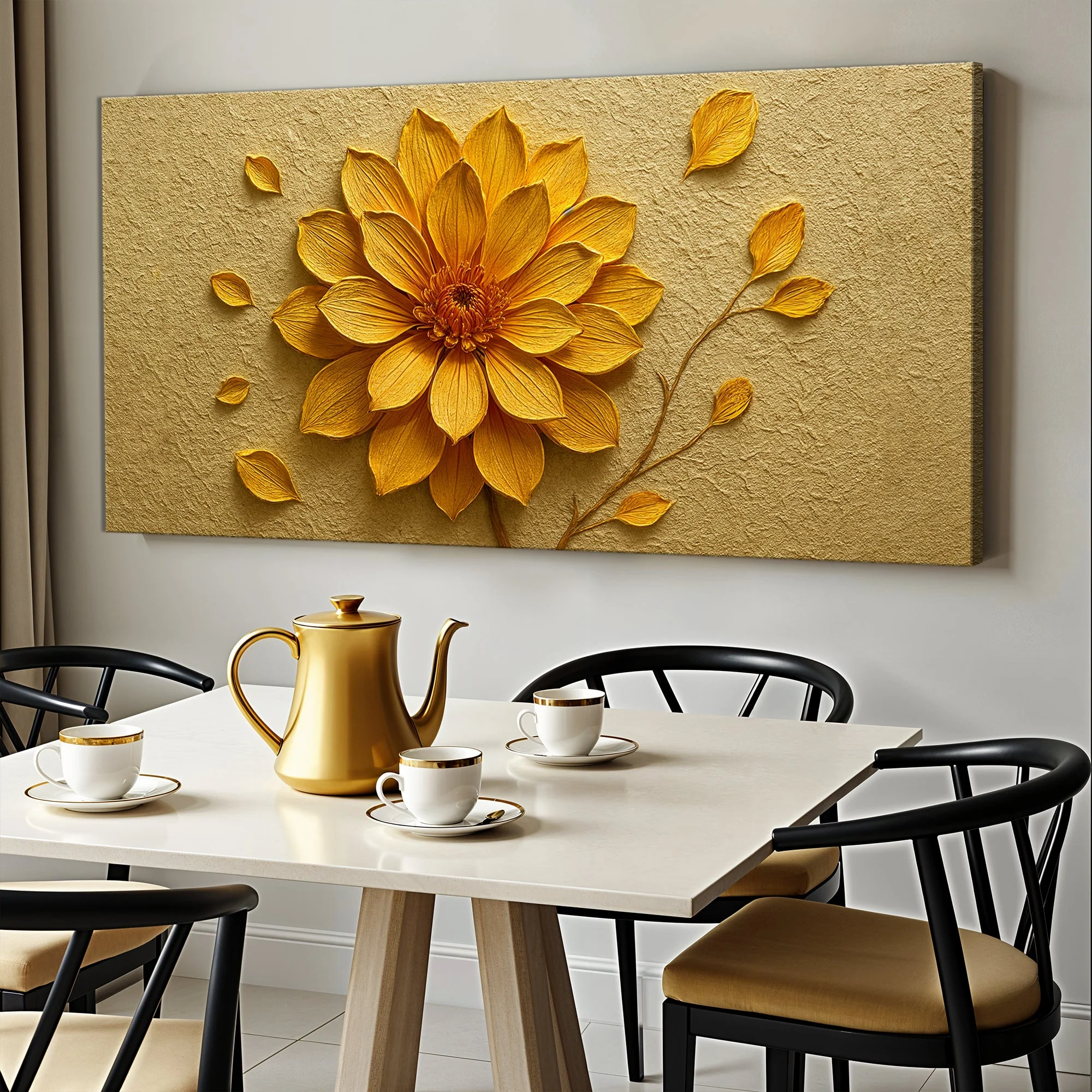Golden Dandelion Minimalist Abstract Wall Art IV - Image 4