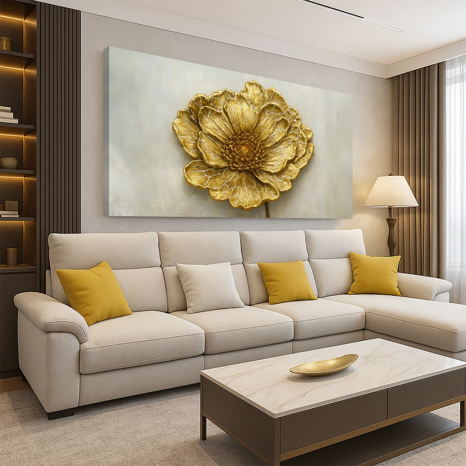 Golden Dandelion Minimalist Abstract Wall Art VI - Image 4