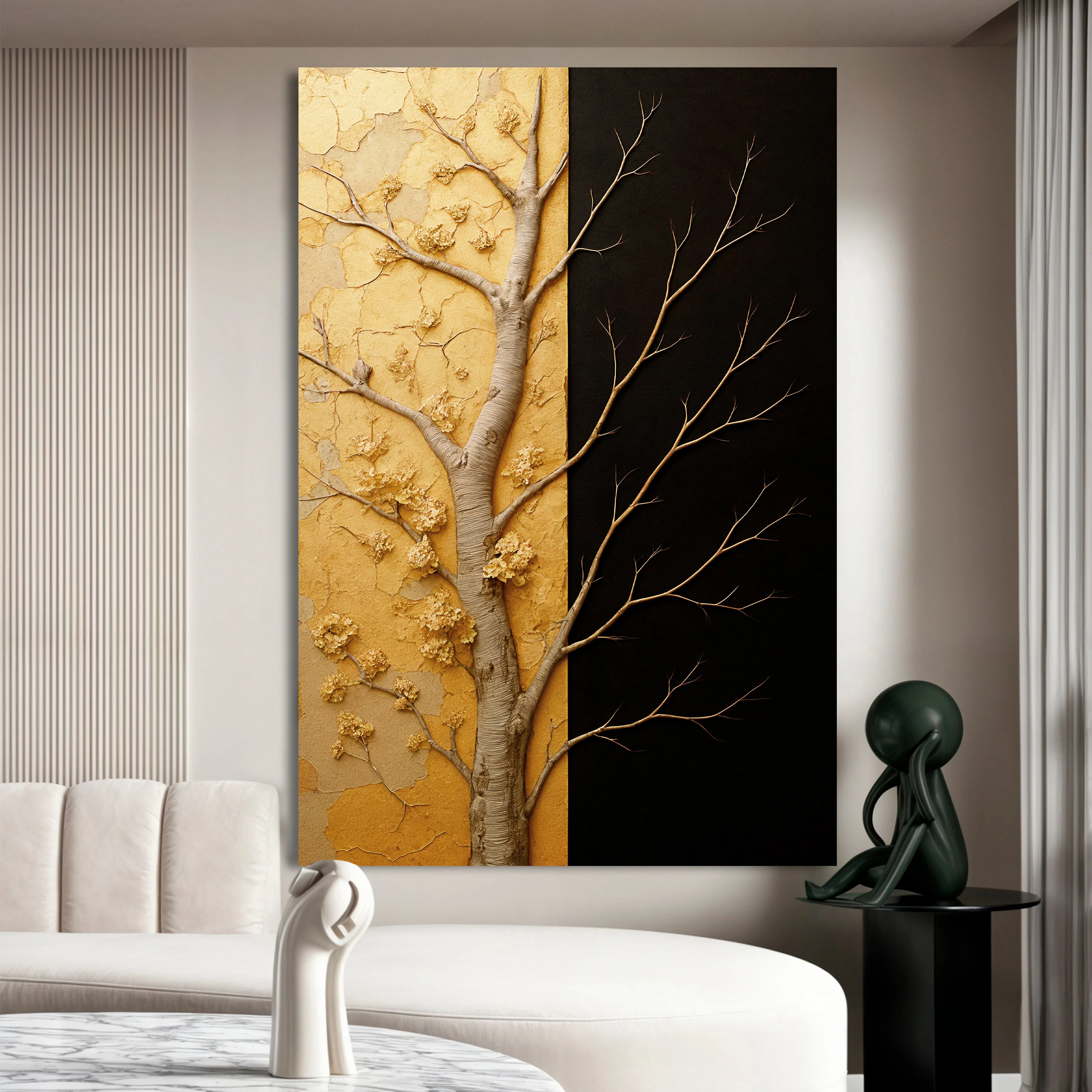 Golden Eclipse Impasto Wall Art - Image 3